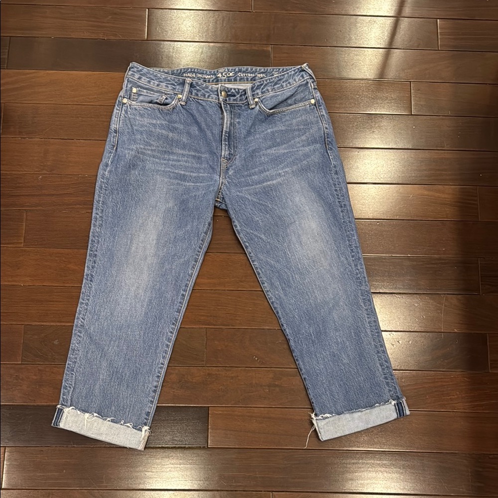 45R Japanese Blue Cropped Ankle Jeans with Relaxed Fit